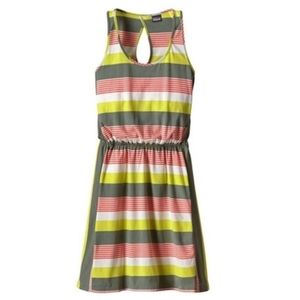 Patagonia West Ashley Fitz Hemlock Green Stripe Sleeveless Dress Size M